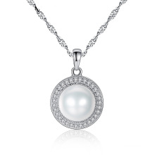 Classic Silver Round Freshwater Pearl Pendant Necklaces